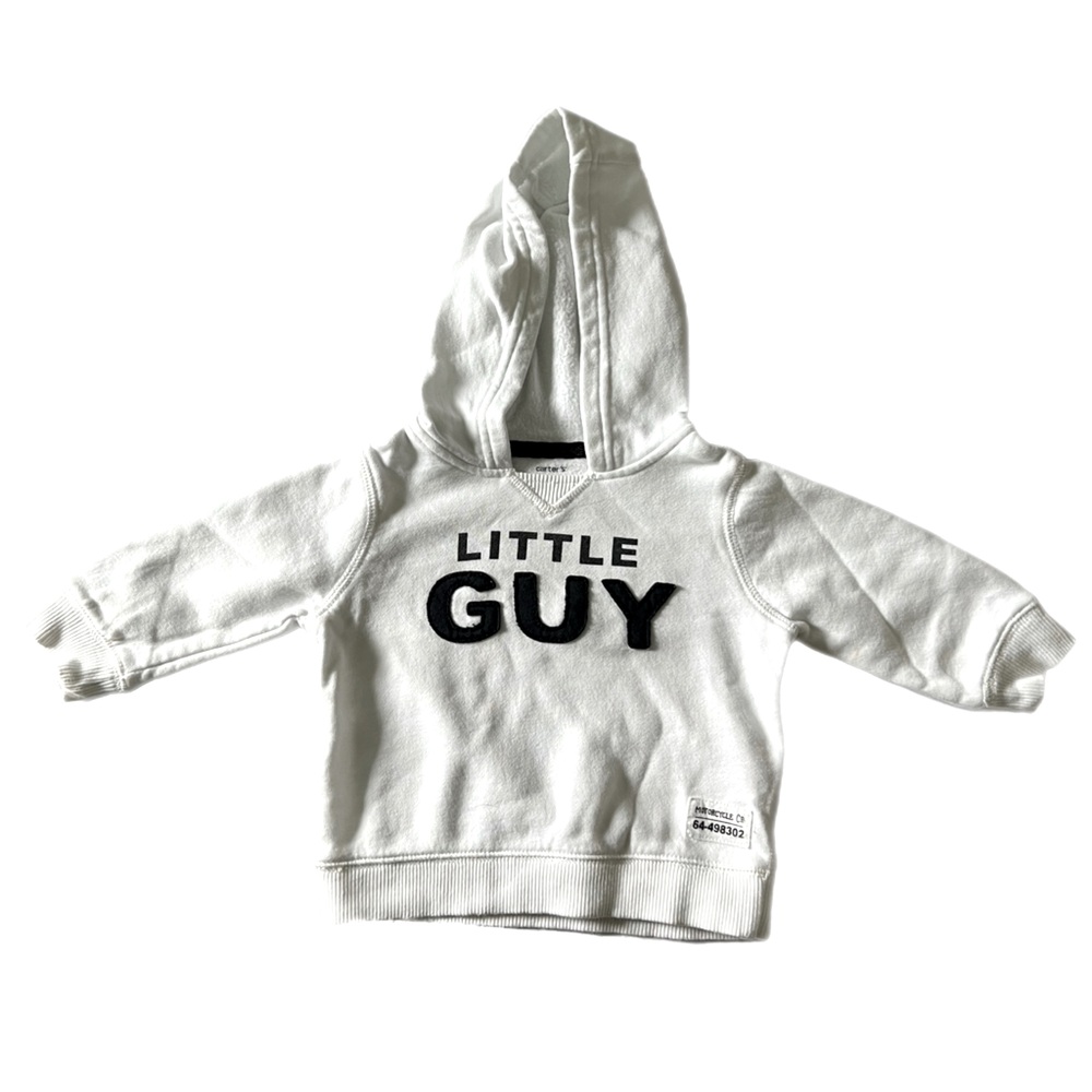CARTER’S White “Little Guy” Sweatshirt Hoodie Size 9 Months